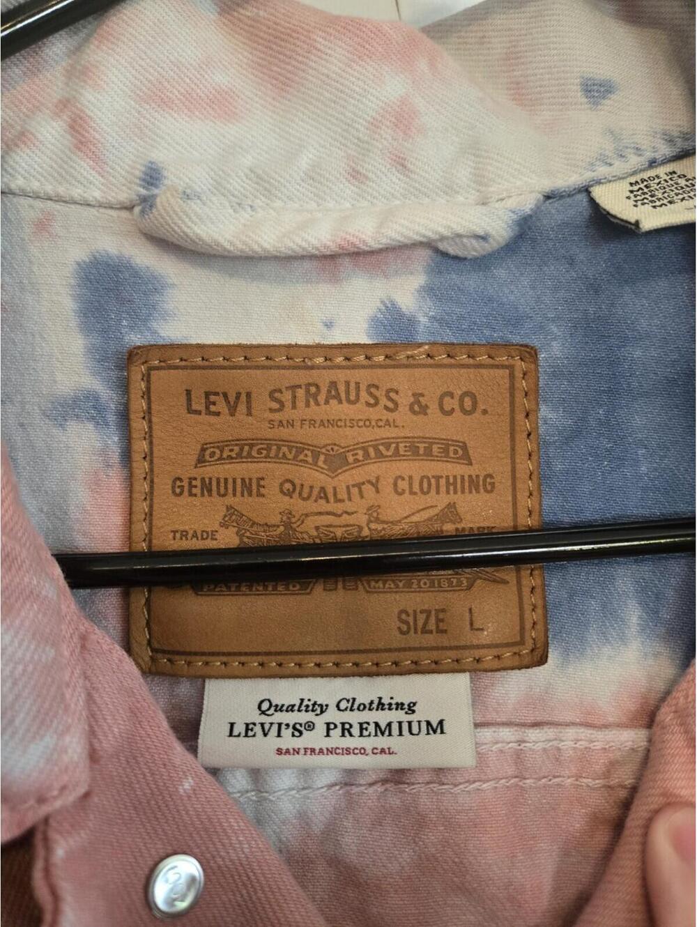 Levi's Mens Denim Jacket  White Tie Dye Button-Up Trucker Premium Vintage Fit - Picture 3 of 5